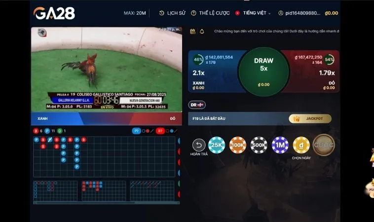 Chinh Phục Sảnh Đá Gà GA28 Tại Vin68 Bằng Chiến Thuật Thông Minh 2 Giao diện cá cược tại sảnh Đá Gà GA28 Tại Vin68